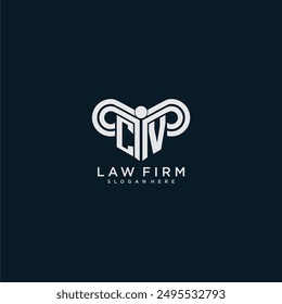 CV initial monogram logo lawfirm with pillar design