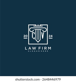 CV initial monogram logo for lawfirm with pillar design in creative square