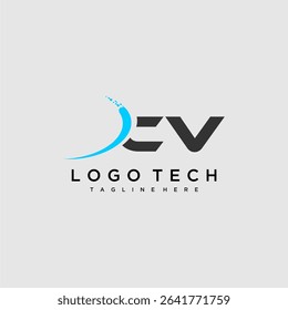 CV initial monogram for technology logo design