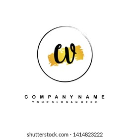 CV initial signature logo. handwriting logo template vector,