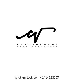 CV initial signature logo. handwriting logo template vector,