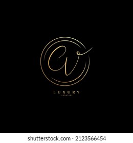 CV initial signature logo. Handwriting logo template vector