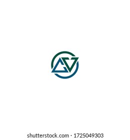 cv initial triangle. logo circle vector line