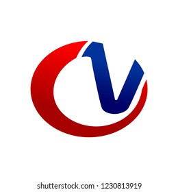 CV Initials Lettermark Red Blue Symbol Design