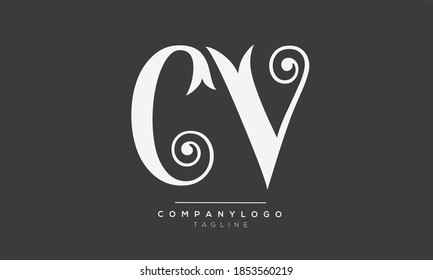 CV initials monogram letter text alphabet logo design