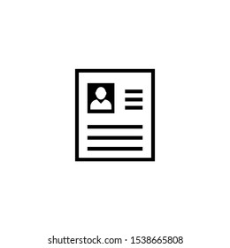 CV, Job Resume, Curriculum Vitae. Flat Vector Icon illustration. Simple black symbol on white background. CV, Job Resume, Curriculum Vitae sign design template for web and mobile UI element