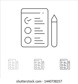 Cv, Job, Job Search Bold and thin black line icon set