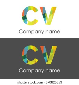 CV letter abstract mosaic shape icon colorful