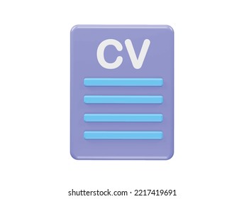 Cv letter icon 3d render