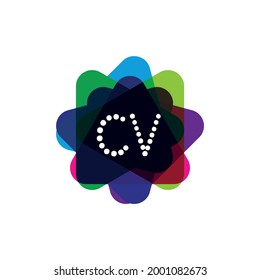  cv letter logo design with colorful splash background