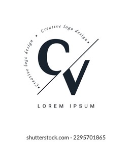 CV Letter Logo Design with a Creative Cut. Creative logo design