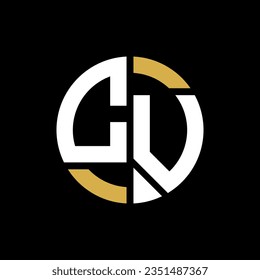 CV letter logo design on black background. CV creative initials letter logo concept.  
