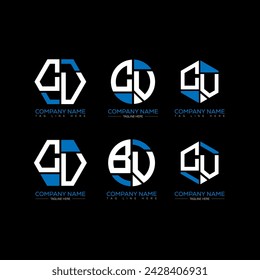 CV letter logo set design.CV monogram polygonal and circle shape vector. CV unique design.
