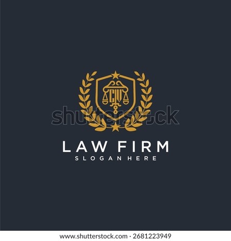 CV letter monogram logo for lawfirm with pillar and leaf image design