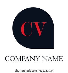 CV Letters red , Abstract black background logo, Design identity in shape, Alphabet letter