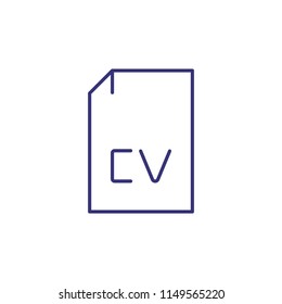 CV line icon. Curriculum vitae, biography, profile, document. Work search concept. Can be used for topics like career, job hunting, experience, reference, unemployment