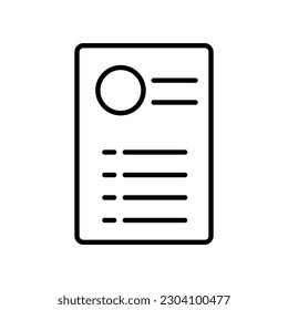 CV Lineal Icon Symbol Vector. Black Outline CV Icon