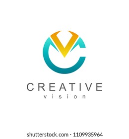 CV Logo, Letter C And Letter V Logo