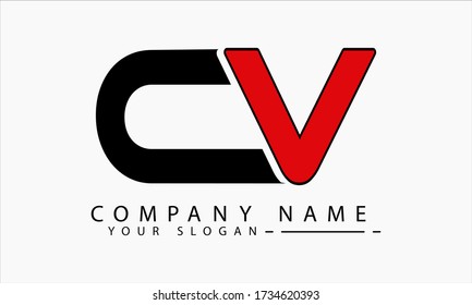 CV logo, letter c and letter v logo design illustration initial concept.