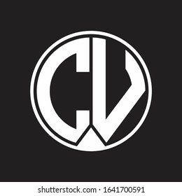 CV Logo monogram circle with piece ribbon style on black background