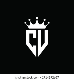 CV logo monogram emblem style with crown shape design template