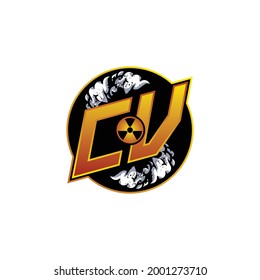 CV Logo Monogram Gaming with Gas Shape designs template vector icon modern