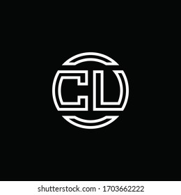 Monograma del logotipo CV con una plantilla de diseño redondeado de círculo con espacio negativo