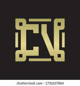 CV Logo monogram with piece line art design template
