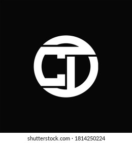 CV Logo monogram with rounded line swipe design template on black background