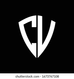 CV logo monogram with shield shape design template