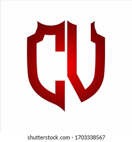 CV-Logo-Schild-Design-Vorlage für Monogramme mit roten Farben auf weißem Hintergrund
