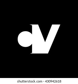 CV Logo. Vector Graphic Branding Letter Element. Dark Background