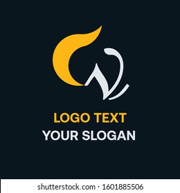 CV logotype, gold and white shape 