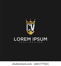 CV luxury letter monogram for crown and shield logo design