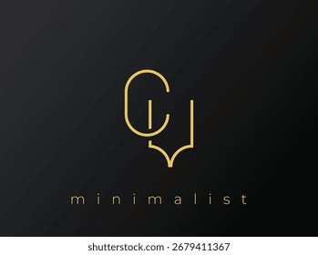 Logo minimalista CV com formas entrelaçadas no fundo preto sólido. Um design de logotipo minimalista limpo e moderno.