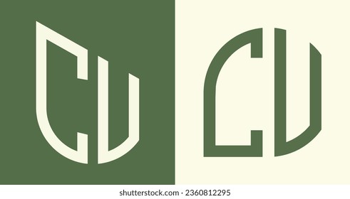 CV modern initial letter logo design vector bundle. It will be suitable for which company or brand name start those initial.