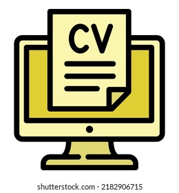 Cv monitor icon outline vector. Job hr. Resume offer