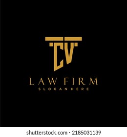 CV monogram initial logo for lawfirm with pillar design