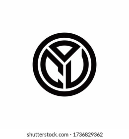 CV monogram logo with circle outline design template isolated on white background