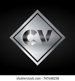 CV Monogram, Silver Logo, Metal Logo, Luxury, Elegant, Abstract, square