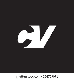 CV negative space letter logo black background