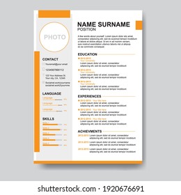 CV orange design modern template HD stock image