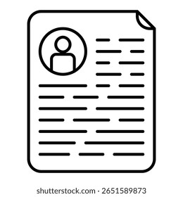CV ícone de contorno isolado no branco