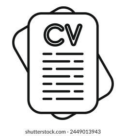 Vector de contorno de ícono de candidato de papel Cv. Humano mejor. Máxima vocación del personal experto