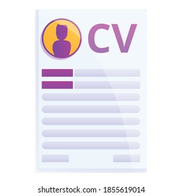 Cv paper icon. Cartoon of cv paper vector icon for web design isolated on white background