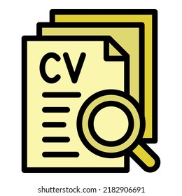 Vector de contorno de iconos de papel Cv. Buscar vacante. Candidato en línea