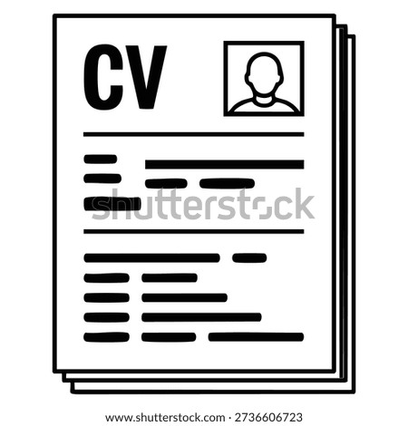 Cv papers icon outline cv papers vector icon for web design isolated on white background job application career document theme