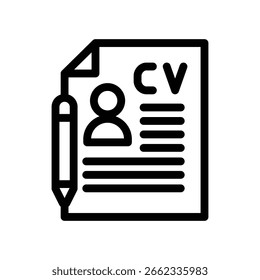Diseño del Vector del icono del contorno del cv y del lápiz bueno para el Web o el App móvil