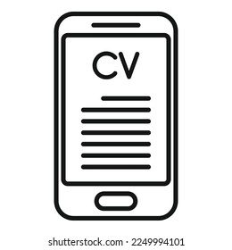 Cv phone icon outline vector. Internet work. Looking agency