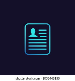 CV, resume, application vector icon
